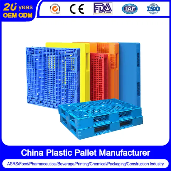 Palette en plastique double face robuste pour le stockage et l'empilage en entrepôt