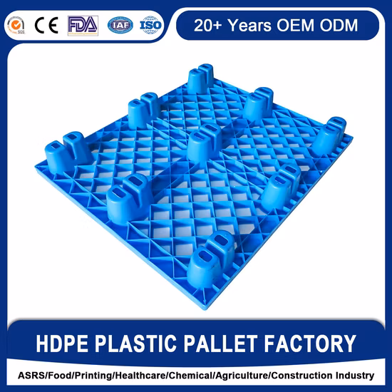 Prix des palettes en plastique emboîtables durables standard HDPE légères en Chine