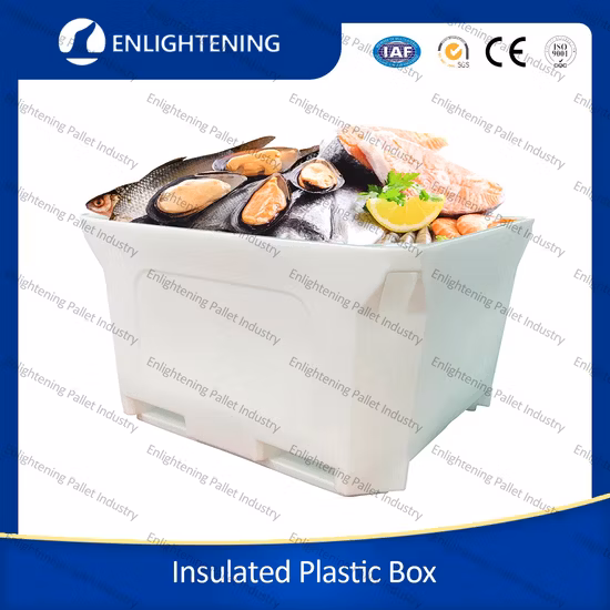 Heavy Duty Huge Bulk Storage Regular LLDPE Cool Stackable Fish Insulated Plastic Pallet Box for Transportation