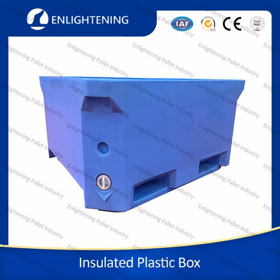 Boîte de palette en plastique isolée par poisson empilable frais de LLDPE régulier de stockage en vrac énorme résistant pour le transport
