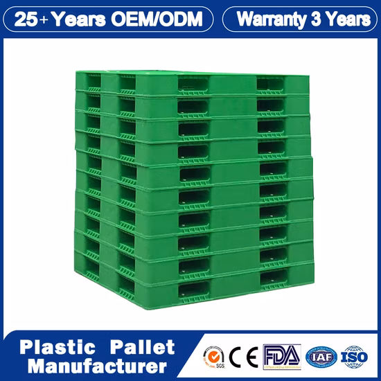 Heavy Duty HDPE double face industrielle à quatre voies d'entrée durable grand acier renforcé euro réversible rackable empilable palettes en plastique pour l'empilage d'entrepôt
